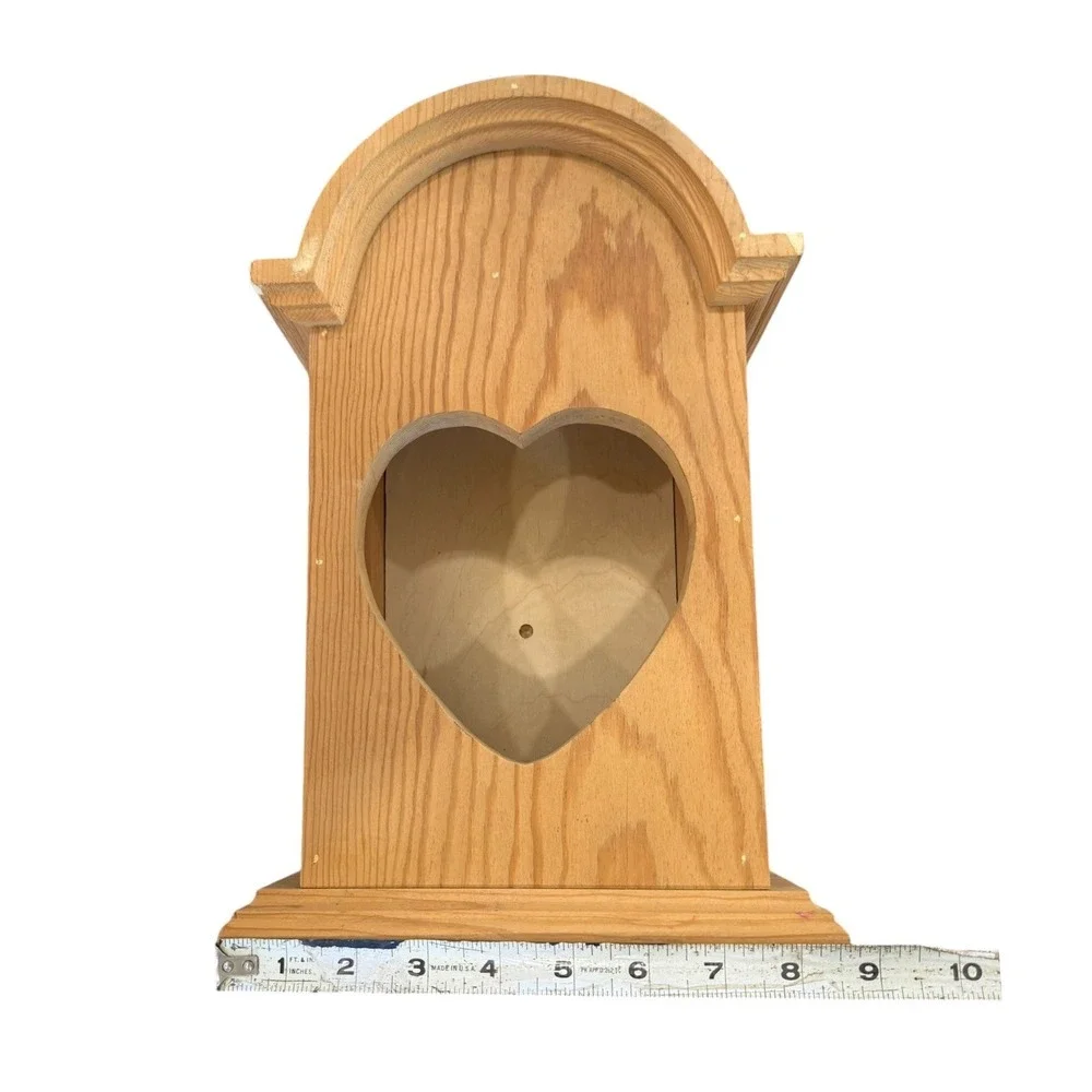 Handmade Unfinished Solid Wood Heart Wall Curio Shelf Cabinet‎ Primitive Cottage